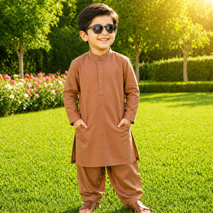 OLINI - Cotton - Kurta Shalwar - Rust