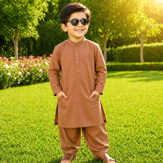 OLINI - Cotton - Kurta Shalwar - Rust