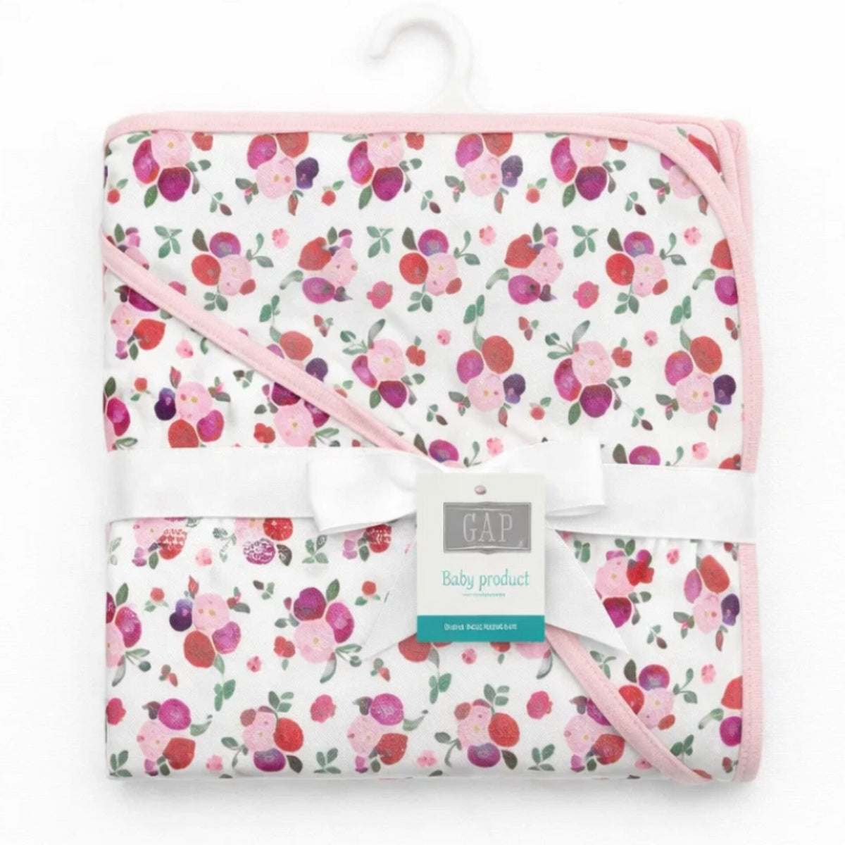 Aifeier - Hooded Cotton Wrap - White - Flowers