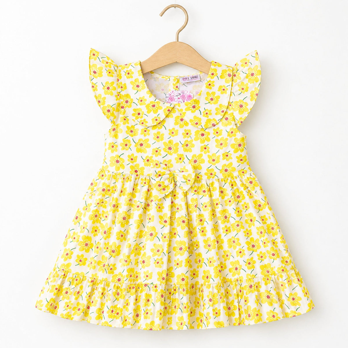 PR - Printed Frock - Yellow - Bow & Flowers