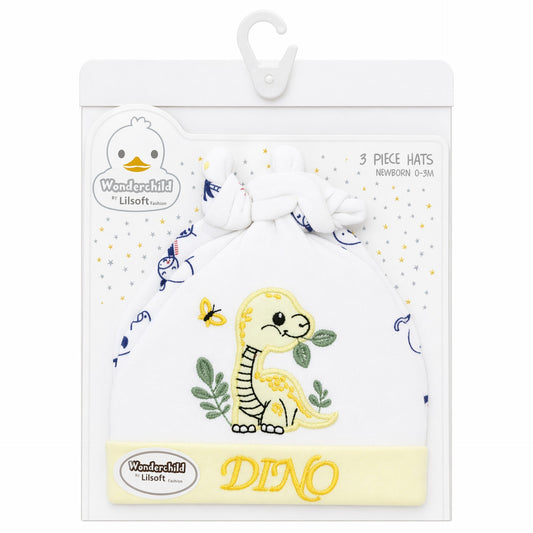 Wonderchild - Pack of 3 Hats - Yellow -  Dino