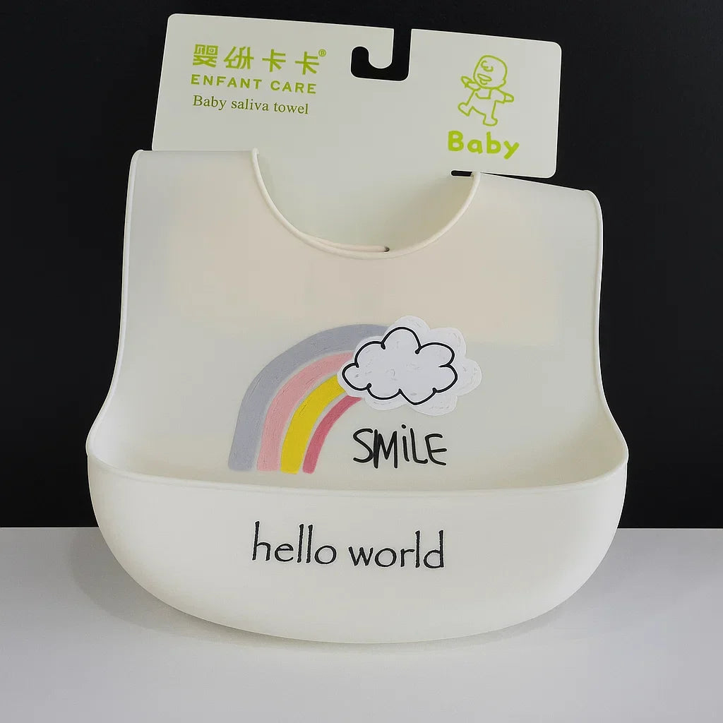 Silicon Container Bib - White - Smile