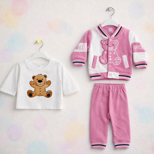 MW - 3 Pieces - Suit Set - Pink - Multi Bear