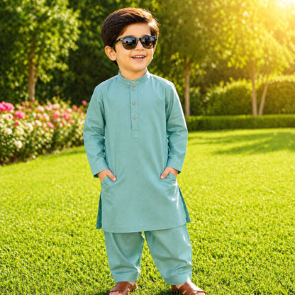 OLINI - Cotton - Kurta Shalwar - Green