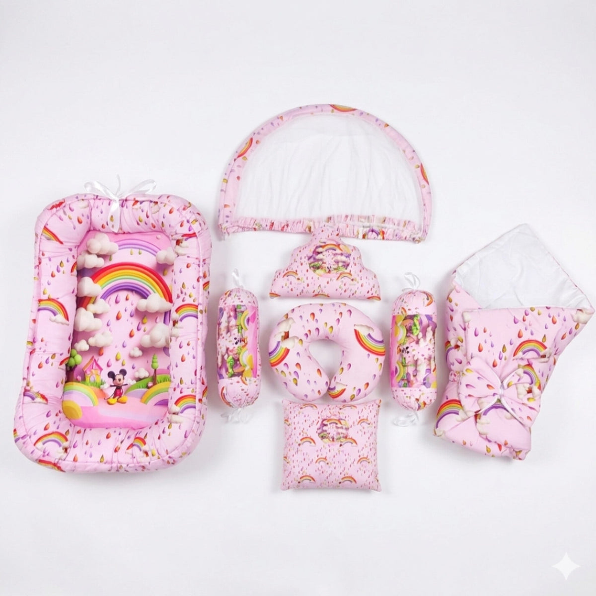 Cotton - 8 Pieces - Snuggle Bed - Pink - Rainbow - 26