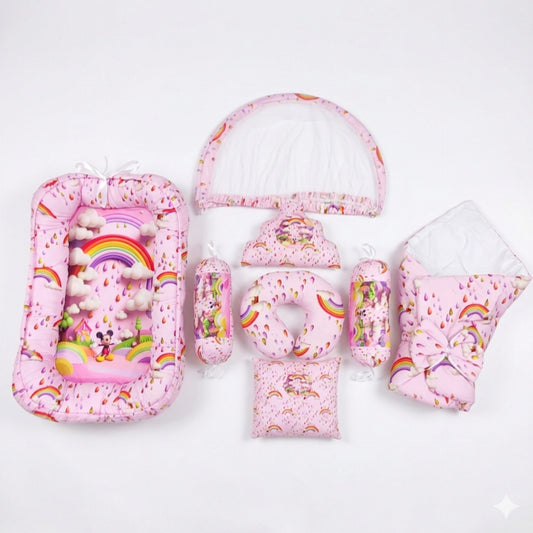Cotton - 8 Pieces - Snuggle Bed - Pink - Rainbow - 26