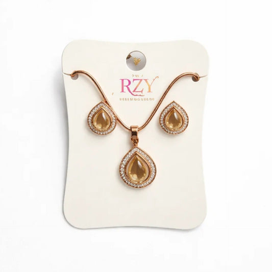 RZY - 2 Pieces - Jewelry Set - Golden - Gold Drop