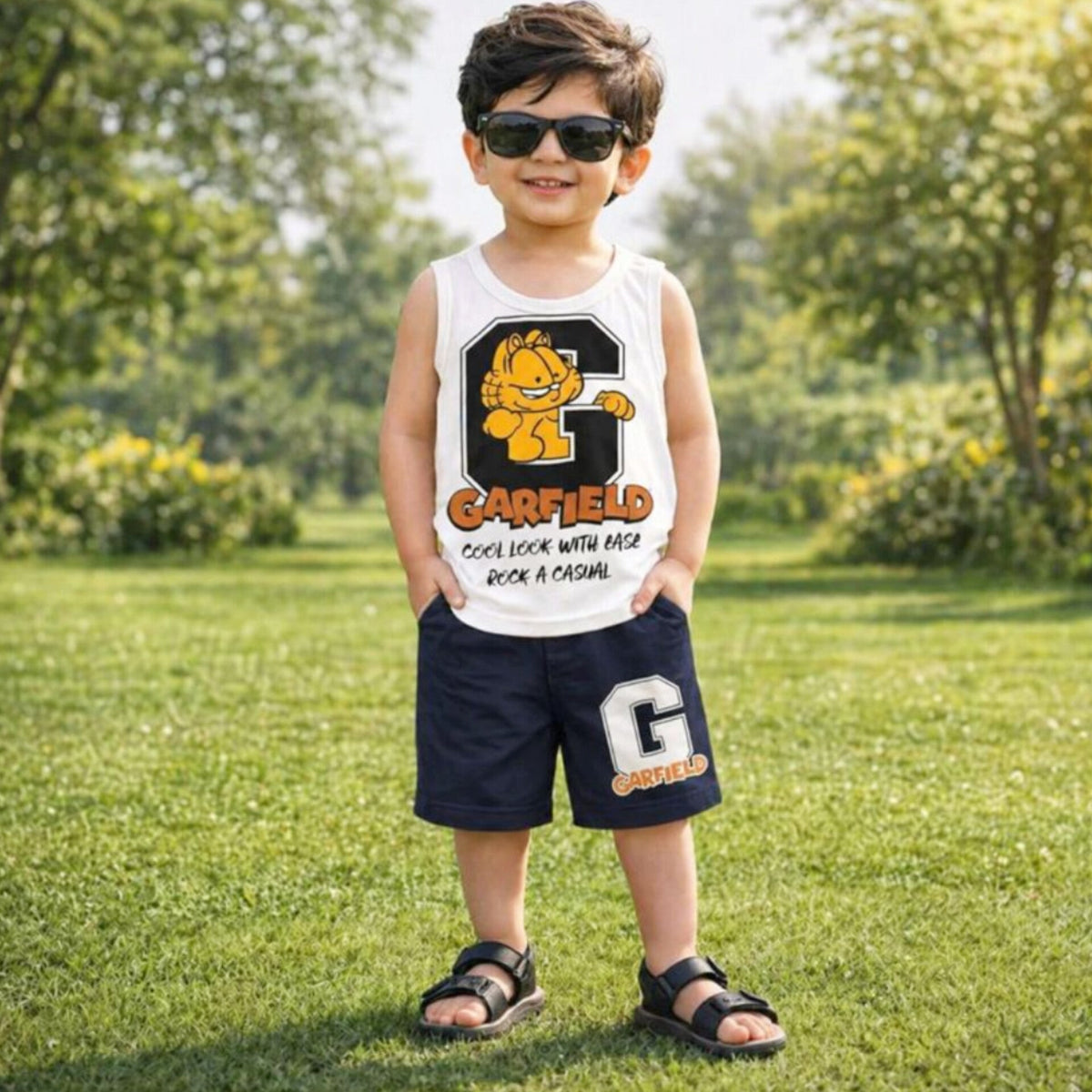 Cotton Jersey - Sando & Short - White - Garfield