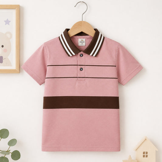 TA - Short Sleeve - Polo T-Shirt - Brown & Pink