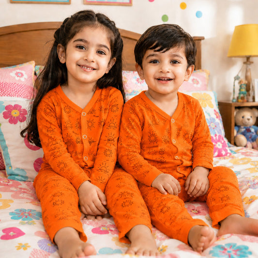 OLINI - Cotton Jersey - Night Suit - Orange - Sunshine - NUJ