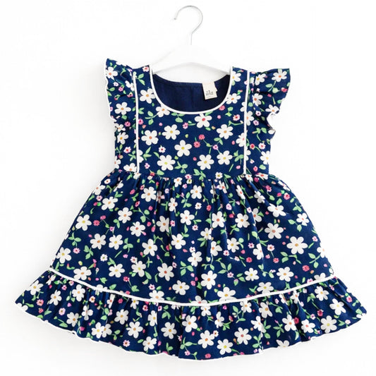 P&P - Short Sleeve - Frock - Blue - Printed Floral