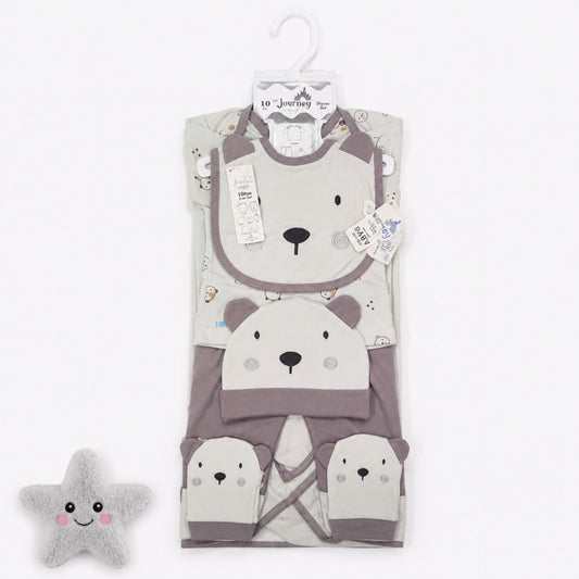 Newborn Starter Set - Cotton Interlock - 10 Pieces - Bear - Grey