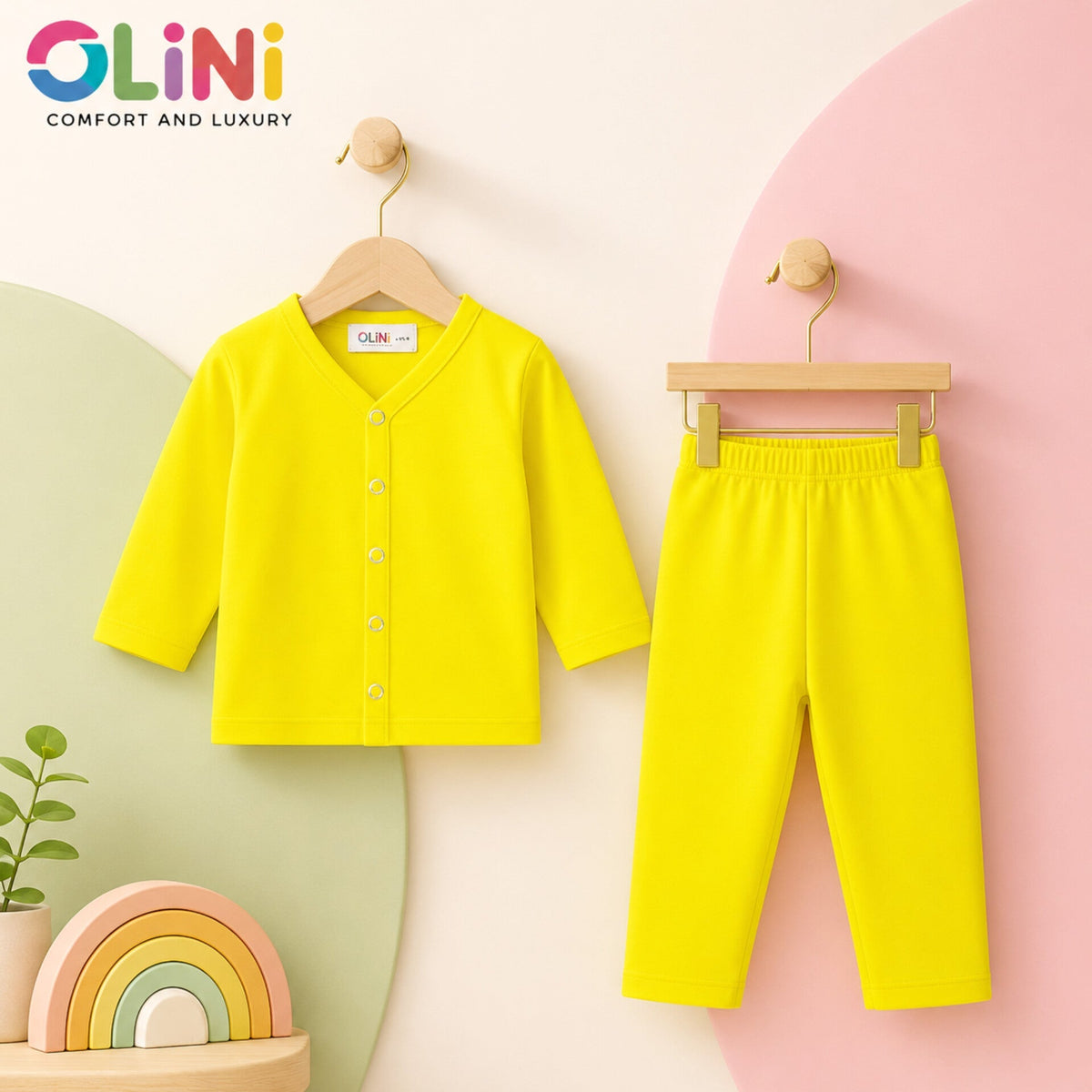 OLINI - Cotton Jersey - Night Suit - Lemon - YAM