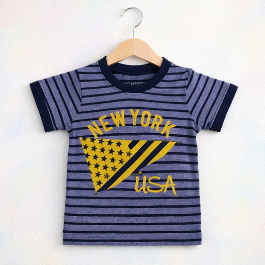 GT - Short Sleeve - Round Neck - T-Shirt - Blue - Newyork