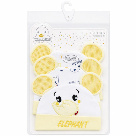 Wonderchild - Pack of 3 Hats - Yellow - Elephant