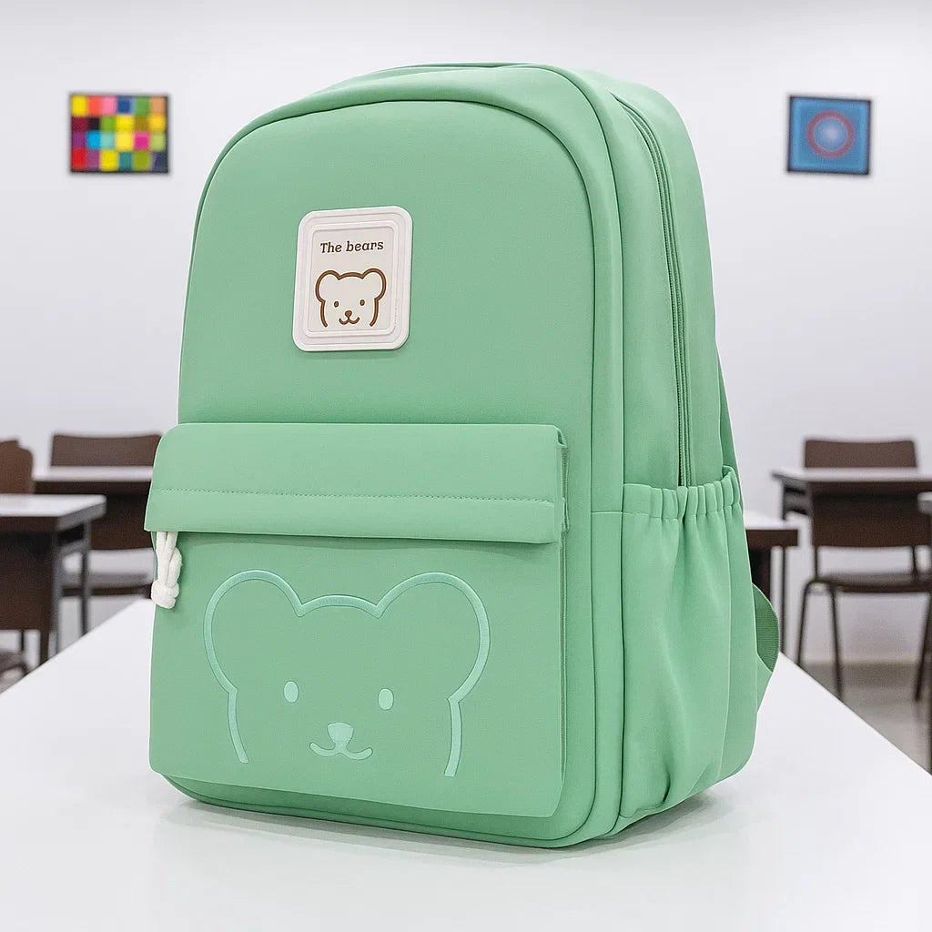 School Bag - Green - Bear - DW18