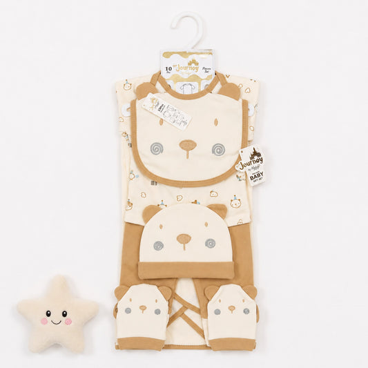 Newborn Starter Set - Cotton Interlock - 10 Pieces - Bear - Brown