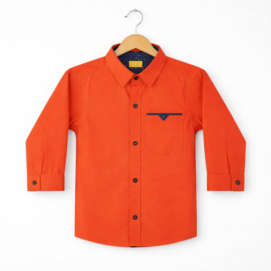 JR - Casual Shirt - Plain - Orange