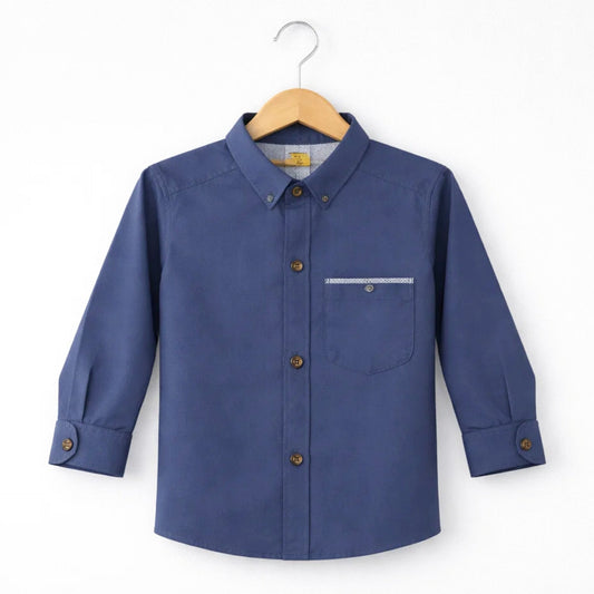 JR - Casual Shirt - Plain - Blue