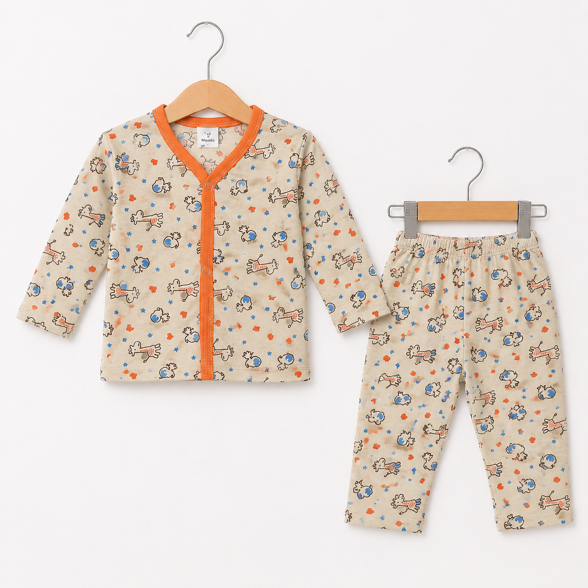 TBS - Cotton Jersey - Night Suit - Orange - Giraffe - 26