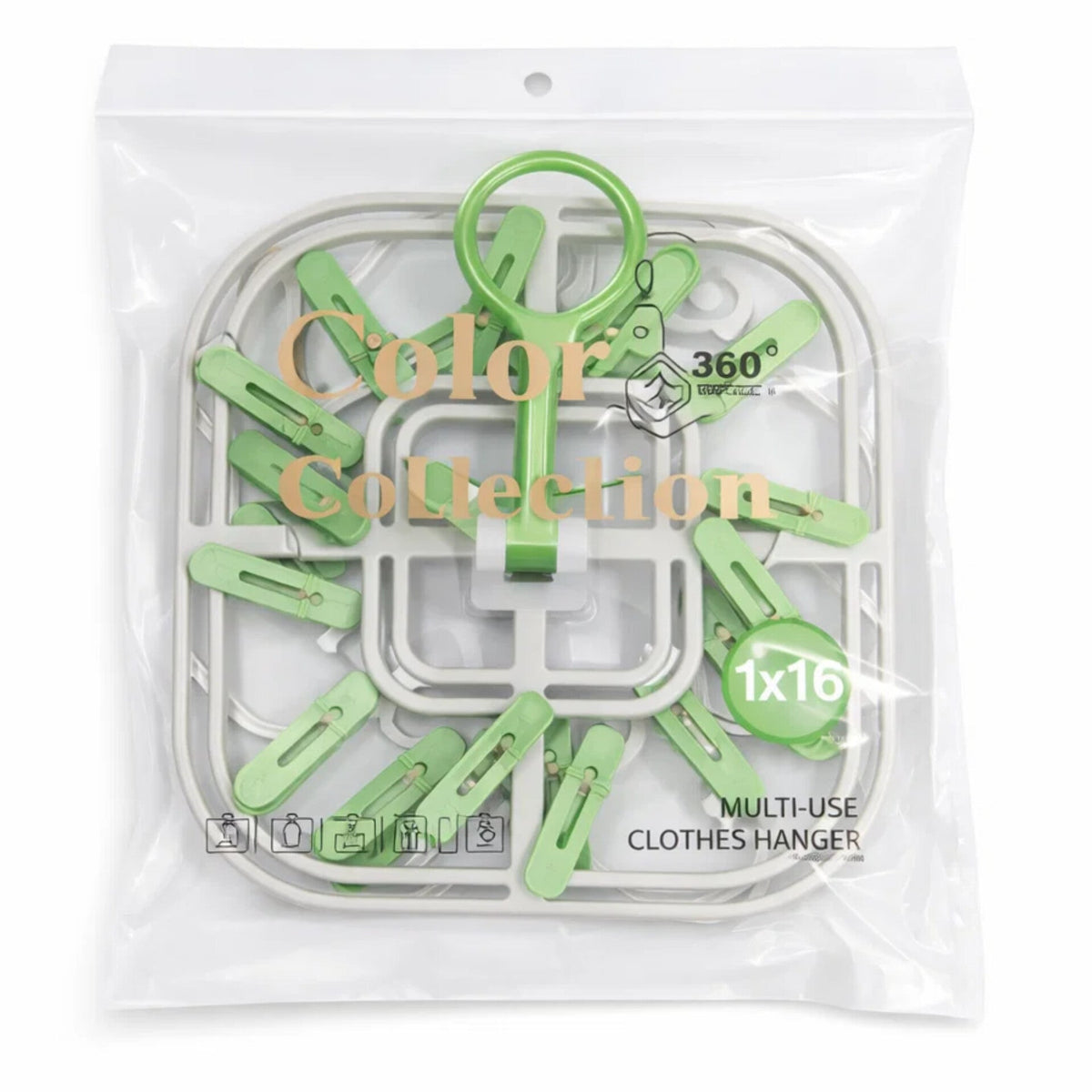 Multiuse  - Laundry Hangers - Light Green - 16 Clips