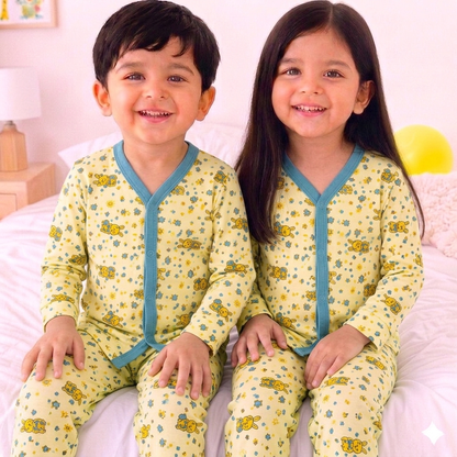 Cotton Jersey Night Suit - Yellow - Rabbit - 26 - TBS