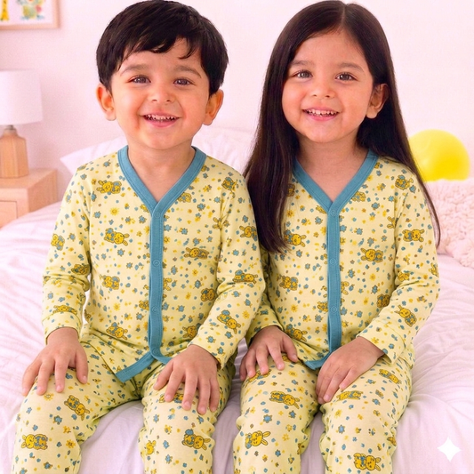 Cotton Jersey Night Suit - Yellow - Rabbit - 26 - TBS