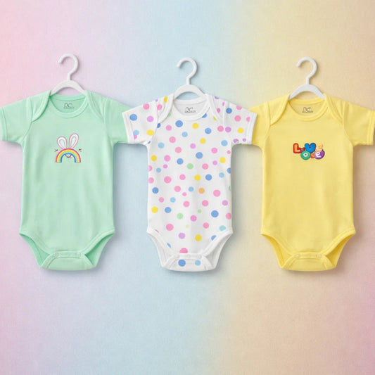 BRL - Pack of 3 - Short Sleeve Bodysuits - Love Cat