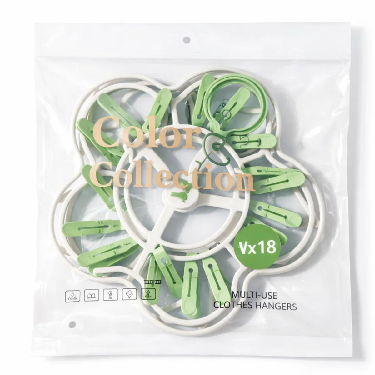 Multiuse  - Laundry Hangers - Light Green - 18 Clips