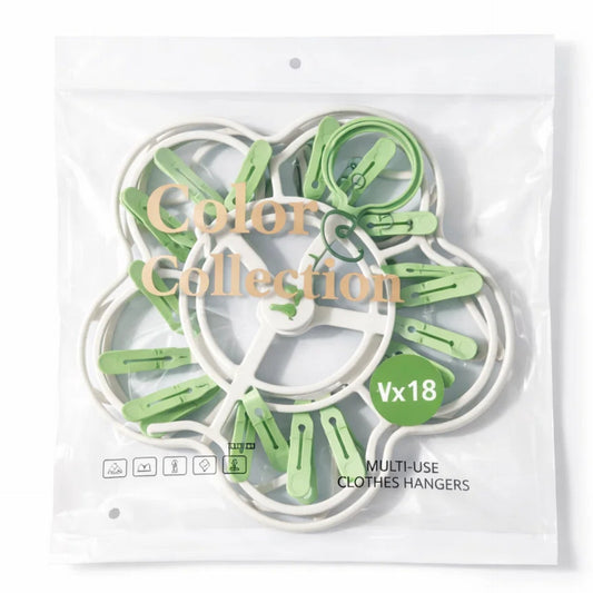 Multiuse  - Laundry Hangers - Light Green - 18 Clips