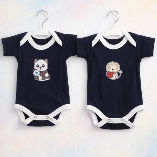 TBS - Pack of 2 - Cotton Jersey - Short Sleeve Bodysuits - Black & Black