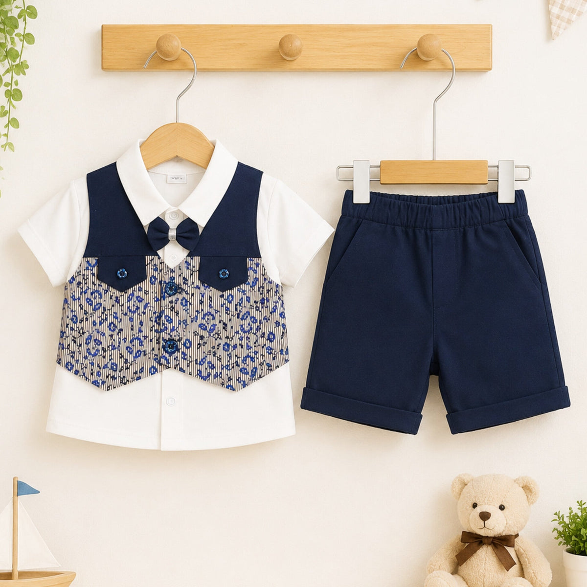 GM - 2 Pieces - Suit Set - Navy - Leaves