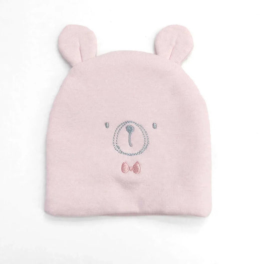 Imported Soft Winter Cap - Baby Bear Pink –  (0–3 Months)