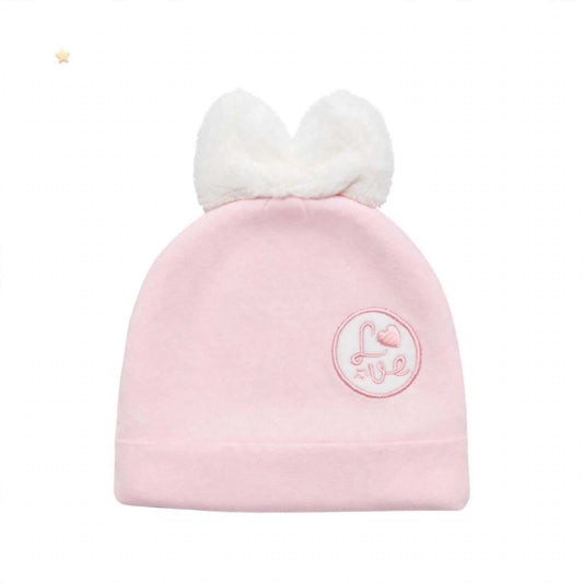 Imported Soft Winter Cap - Love Pink –  (0–3 Months)