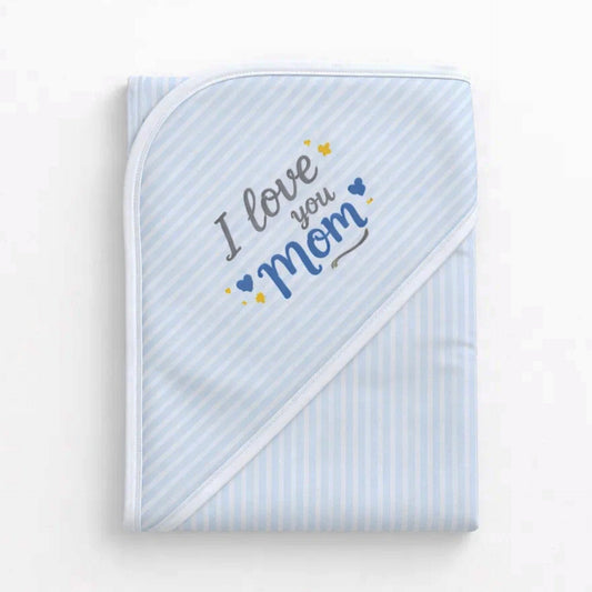LHB - Hooded Cotton Wrap - Sky Blue - Love You Mom - Thailand