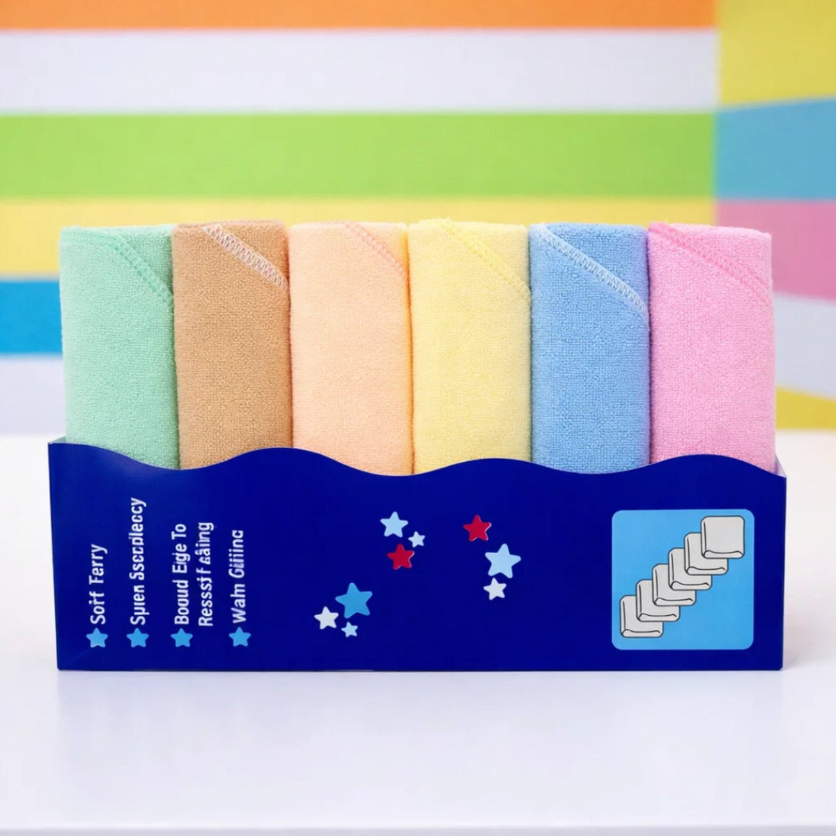 Pack of 6 Face Towels - Plain