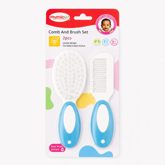 2 Pieces - Mumlove - Comb & Brush Set - Blue