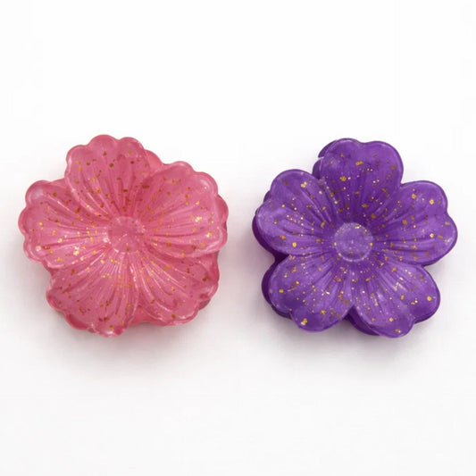 Pack of 2 - Hibiscus - Pink & Purple - Glittering Flower