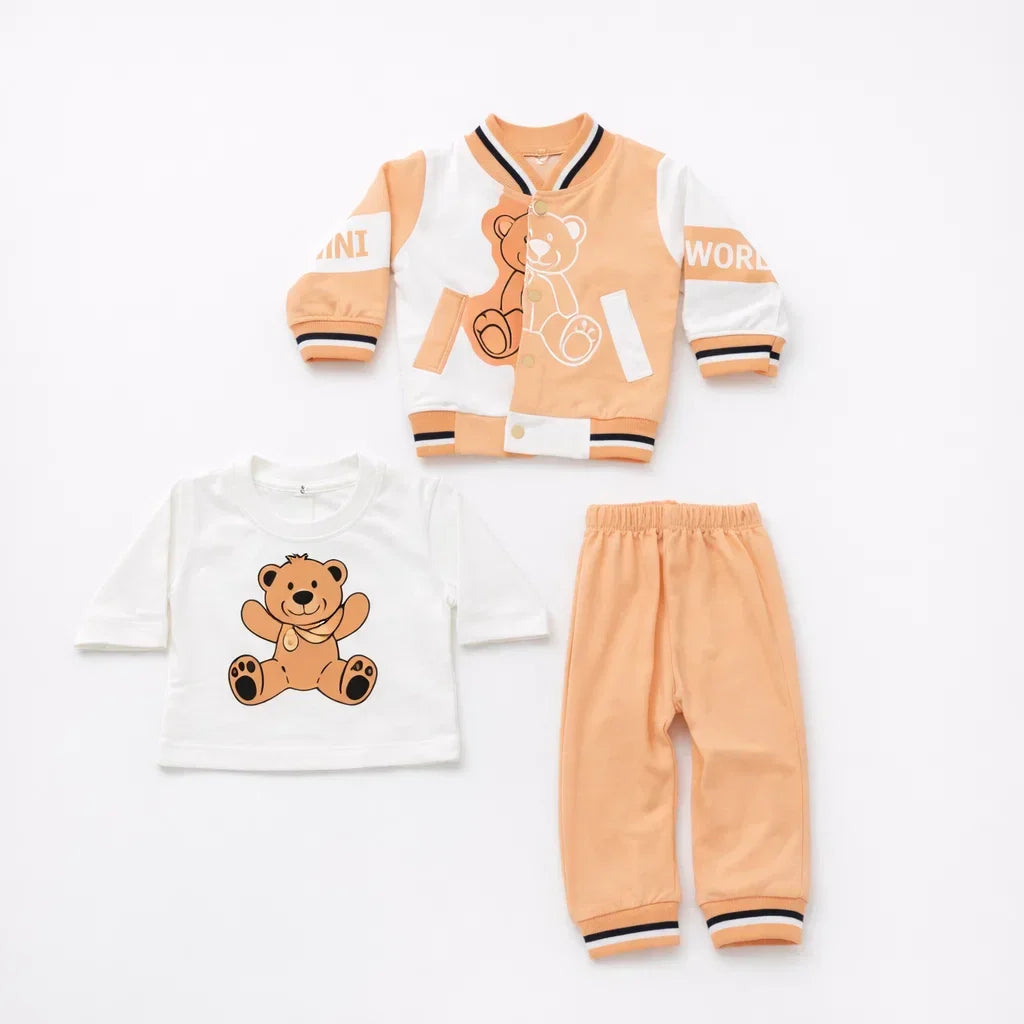 MW - 3 Pieces - Suit Set - Peach - Multi Bear