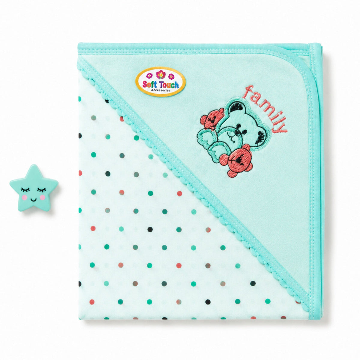 Newborn Cotton Wrapping Sheet - Green - Polka - ST