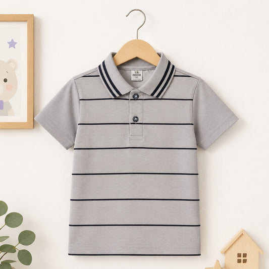 TA - Short Sleeve - Polo T-Shirt - Grey - Stripes
