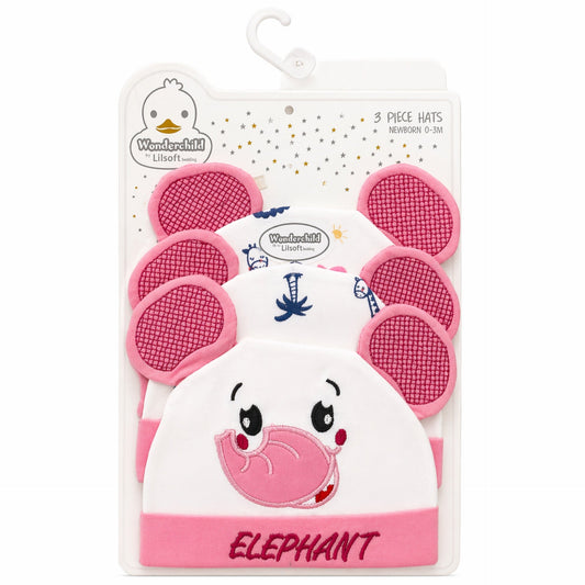 Wonderchild - Pack of 3 Hats - Pink - Elephant