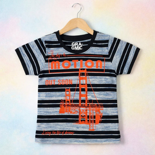 GT - Short Sleeve - Round Neck - T-Shirt - Blue & Black - Motion