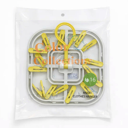 Multiuse  - Laundry Hangers - Yellow - 16 Clips