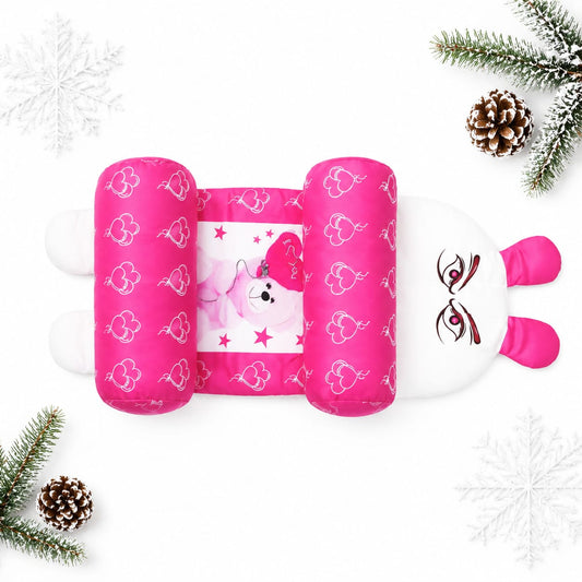 Silk Baby Head Shaping Pillow for Round Head – Dark Pink Hearts | Newborn Flat Head Prevention
