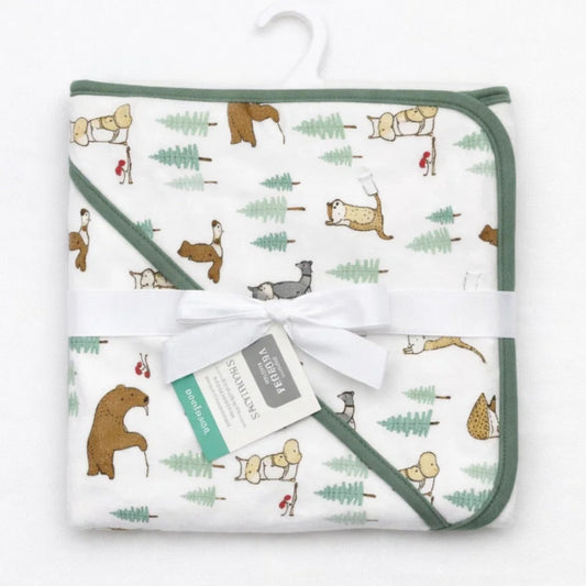 Aifeier - Hooded Cotton Wrap - White - Jungle
