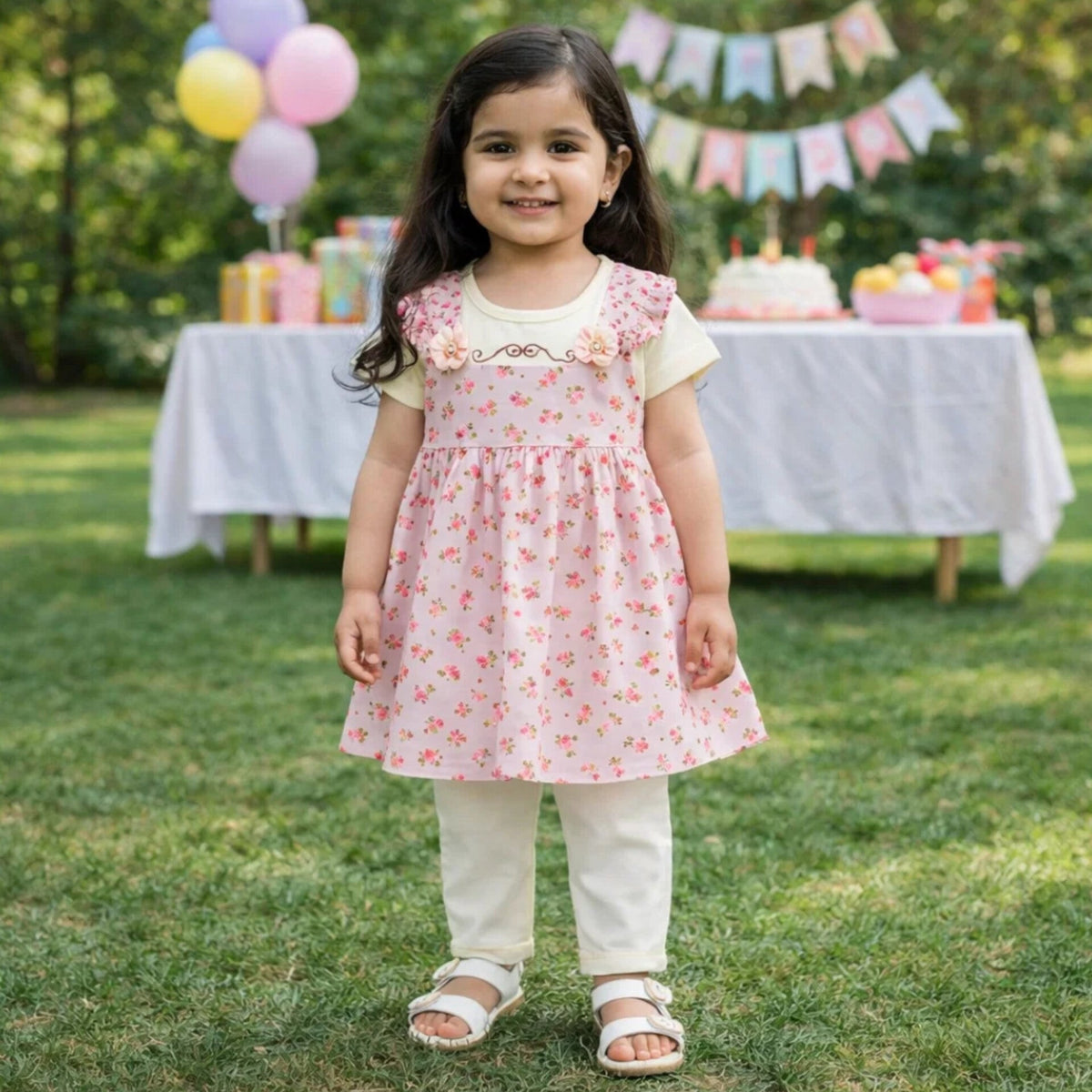 Junior - 2 Pieces - Frock Set - Pink - Queen