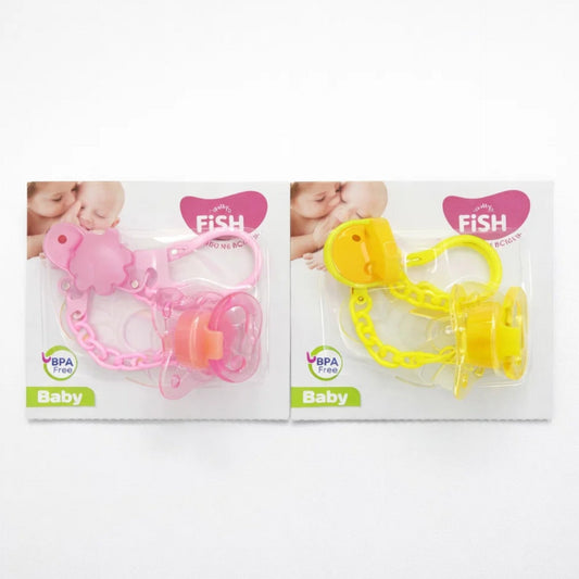 Fish - Pack of 2 - Pacifier Chain - Pink & Yellow