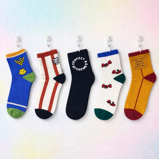 Tini Bear - Pair of 5 Socks - Colorful - (Size L8-12)