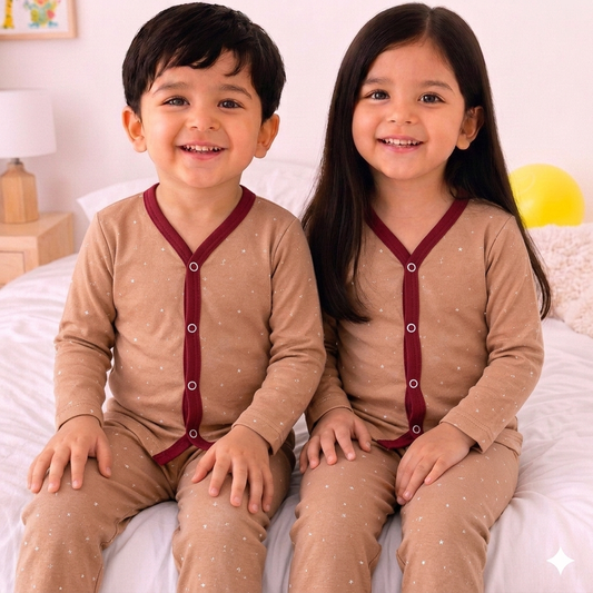 TBS - Cotton Jersey - Night Suit - Peach - Sparkle - 26